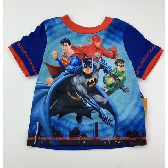 Justice League Toddler 2T Batman Superman Flame Resistant 2 Piece Pajamas NWT - Picture 3 of 12